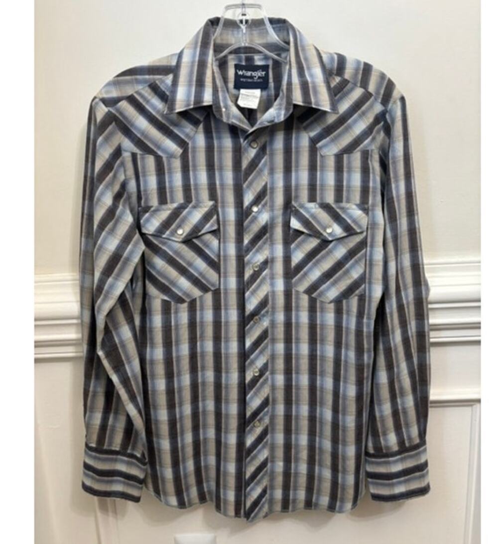 Vintage Wrangler Western Shirt Mens Small Country Plaid Snap Button